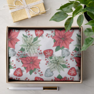 Christmas Poinsettia Pattern Tissue Paper
