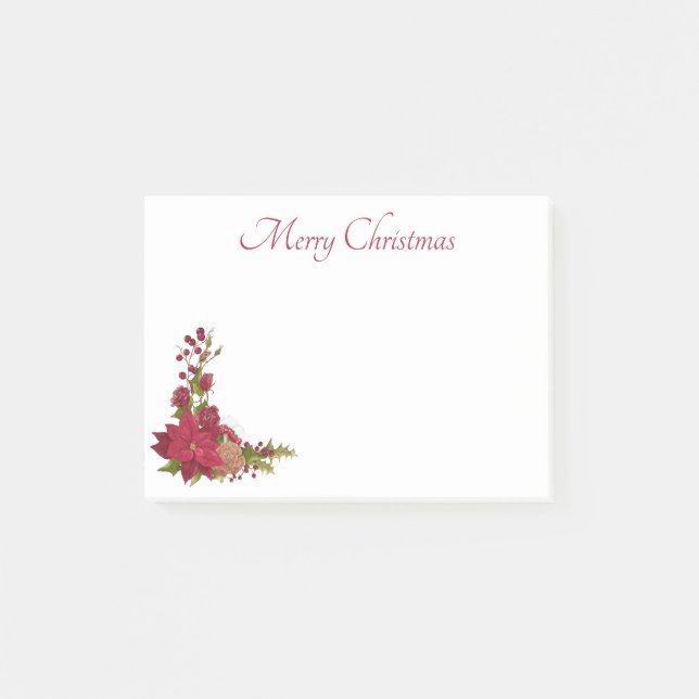 Christmas Poinsettia Post-It Notes (Front)