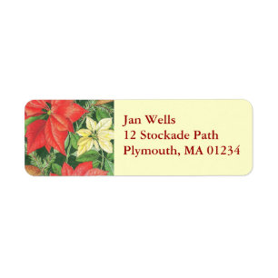 Christmas Poinsettia Return Address Label