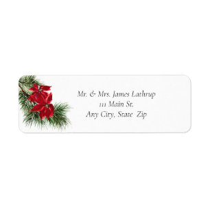 Christmas Poinsettia Return Address Label