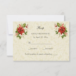 Christmas Poinsettia RSVP Invitation Insertion