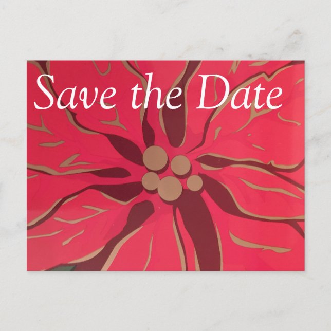 Christmas Poinsettia - Save the Date Postcard (Front)