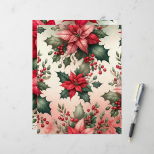 Christmas Poinsettia Scrapbook Paper