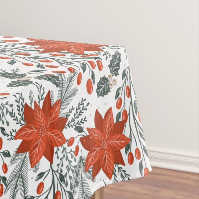 Christmas poinsettia seamless pattern tablecloth (In Situ)