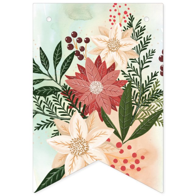 Christmas Poinsettia Splendour Holiday Bunting Flags (First Flag)