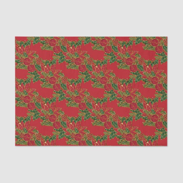 Christmas Poinsettia-TISSUE WRAP PAPER,Red Tissue Paper (Front)