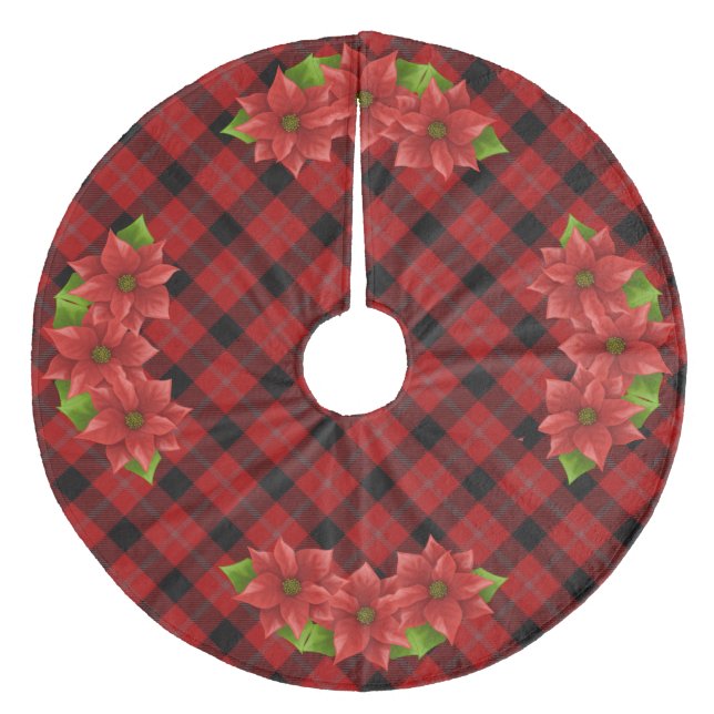 Christmas Poinsettia  Tree Skirt (Front)