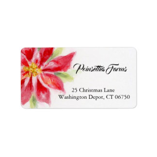 Christmas Poinsettia Watercolor Address Labels