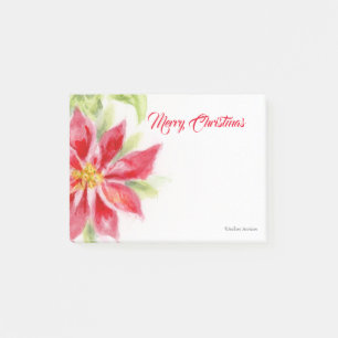 Christmas Poinsettia Watercolor Post-it Notes