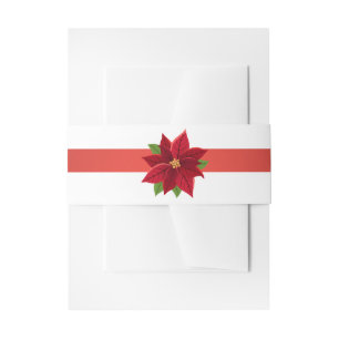 Christmas Poinsettia Wedding   Invitation Belly Band