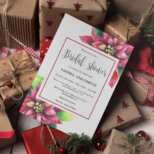 Christmas Poinsettia Winter Bridal Shower  Invitation