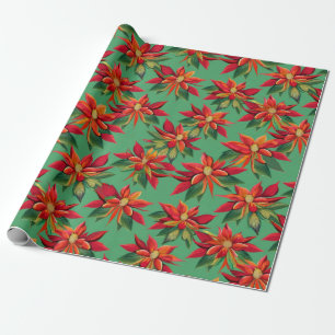 Christmas Poinsettia Wrapping Paper