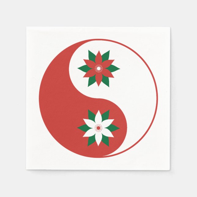 Christmas Poinsettia Yin Yang Napkin (Front)