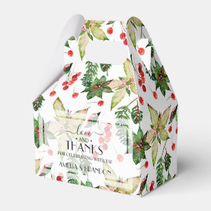 Christmas Poinsettias and Berries Favor Box