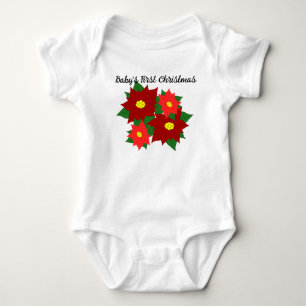 Christmas Poinsettias  Baby Bodysuit