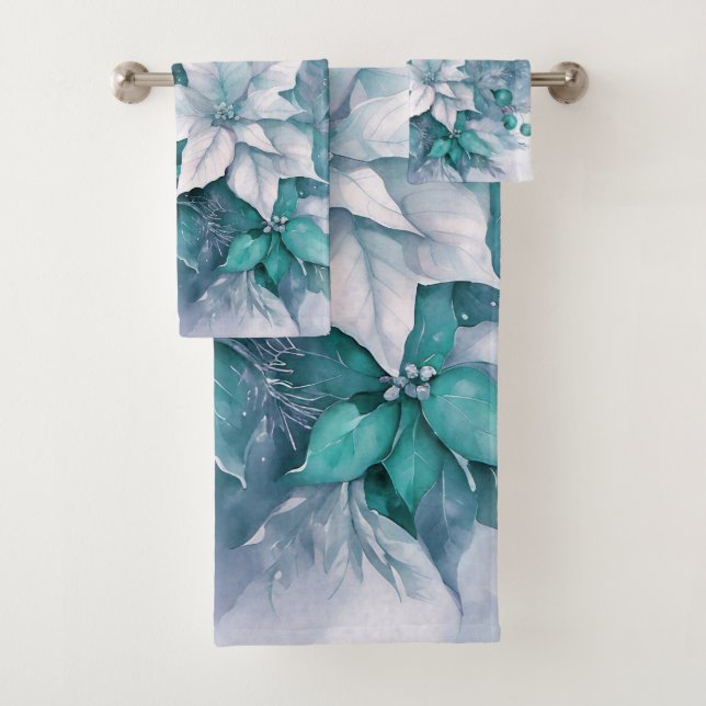 Christmas Poinsettias  Bath Towel Set (Insitu)