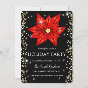 Christmas Poinsettias Diamonds cute Invitation
