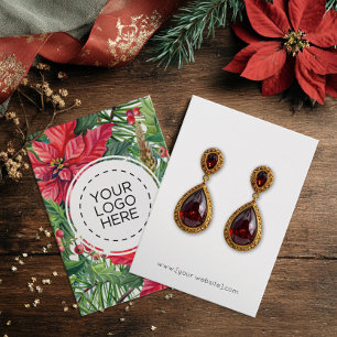 Christmas Poinsettias Flowers Earring Display Card