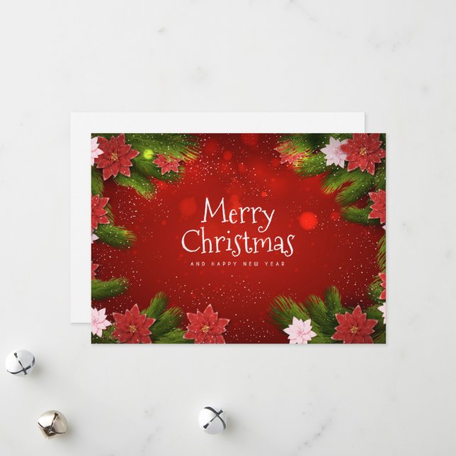 Christmas Poinsettias  Holiday Card (Front/Back In Situ)