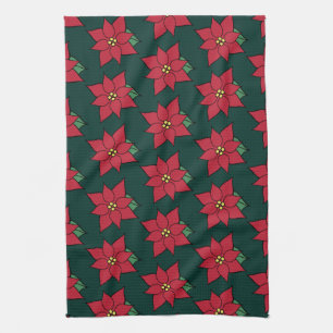 Christmas Poinsettias Kitchen Towel