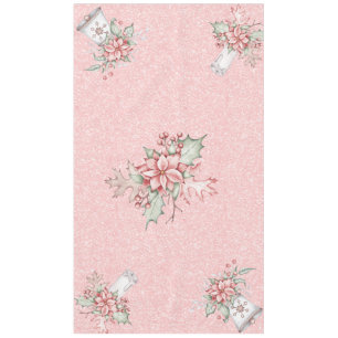 Christmas Poinsettias on Pink Glitter Background Tablecloth