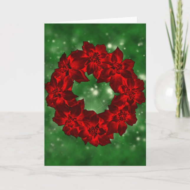 Christmas Poinsettias Wreath Card (Front)