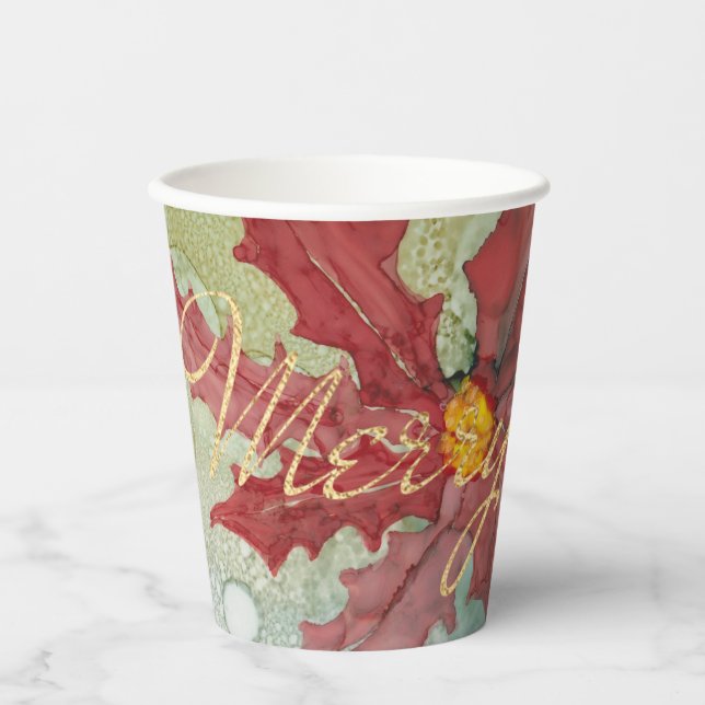 Christmas Pointsetta Paper Cups (Front)