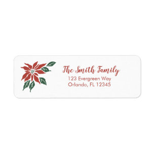 Christmas Pointsettia Flower Return Address