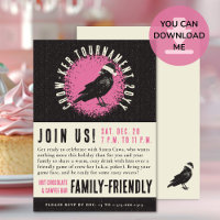 Christmas Poker and Game Night Crow Invitation