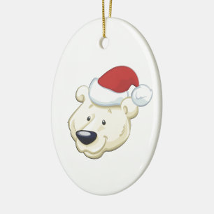 Christmas Polar Bear Ceramic Ornament
