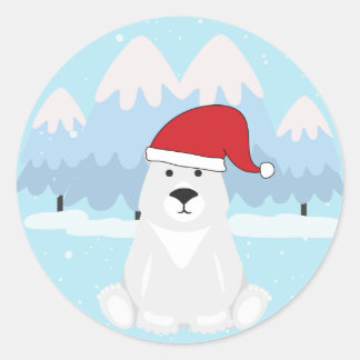 Christmas Polar Bear Classic Round Sticker