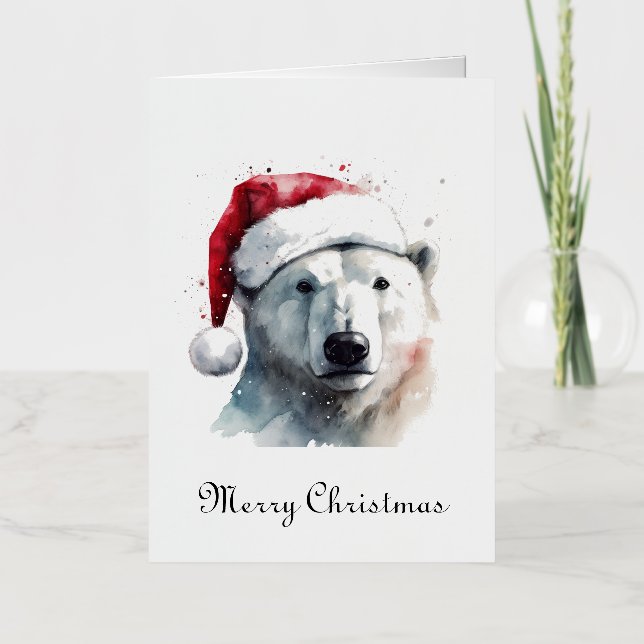 Christmas Polar Bear customizable Foil Holiday Card (Front)