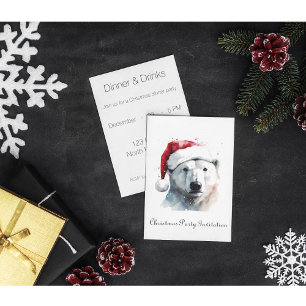 Christmas Polar Bear, customizable Invitation