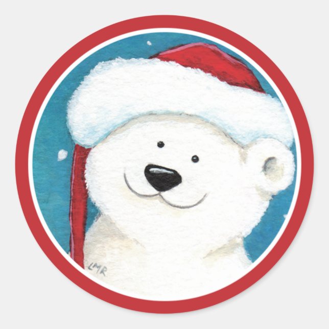 Christmas Polar Bear Envelope Seal Stickers (Front)