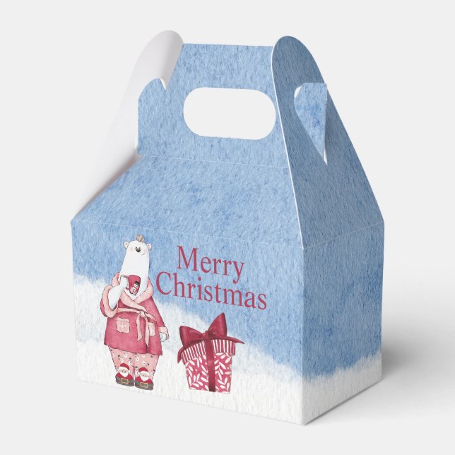 Christmas Polar Bear in Pyjamas Favor Box (Front Side)