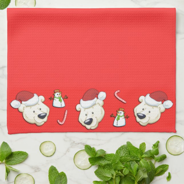 Christmas Polar Bear Kitchen Towel (Folded)