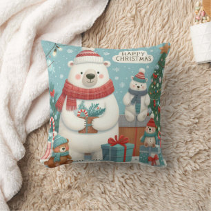christmas polar bear pillow