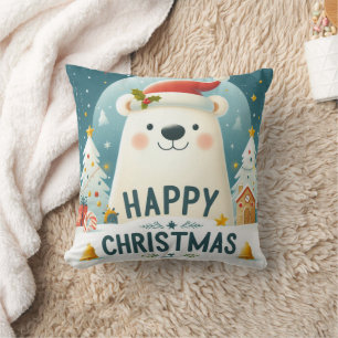 christmas polar bear pillow
