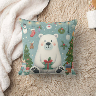 christmas polar bear pillow