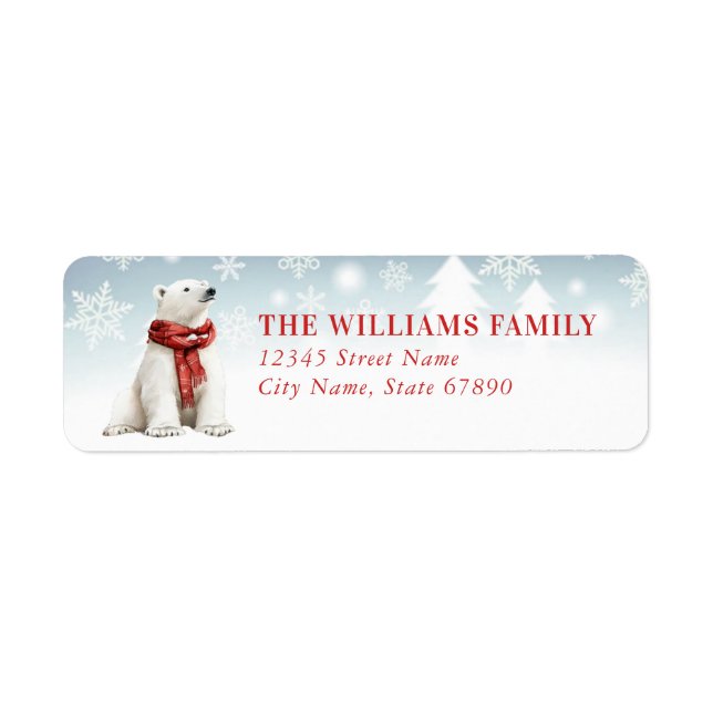 Christmas Polar Bear Return Address Labels (Devant)