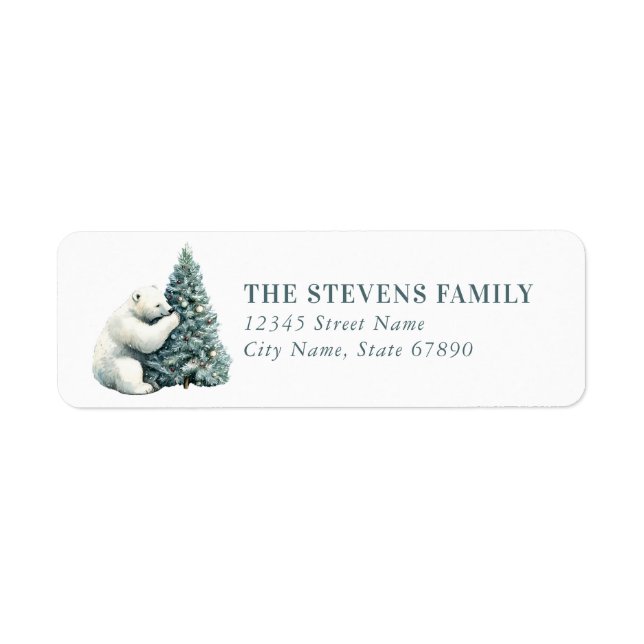 Christmas Polar Bear Return Address Labels (Front)