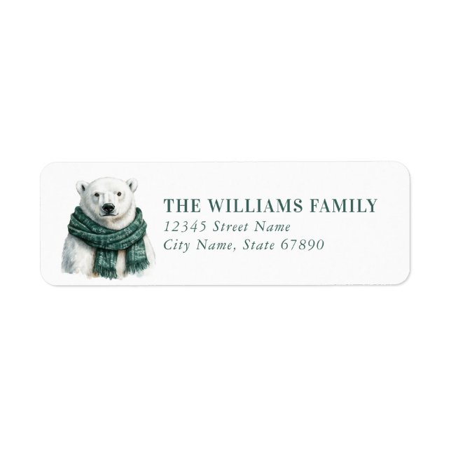 Christmas Polar Bear Return Address Labels (Devant)
