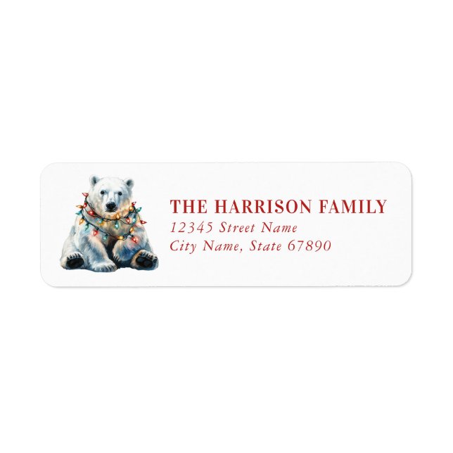 Christmas Polar Bear Return Address Labels (Front)