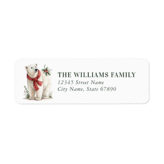Christmas Polar Bear Return Address Labels (Devant)