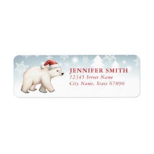 Christmas Polar Bear Return Address Labels