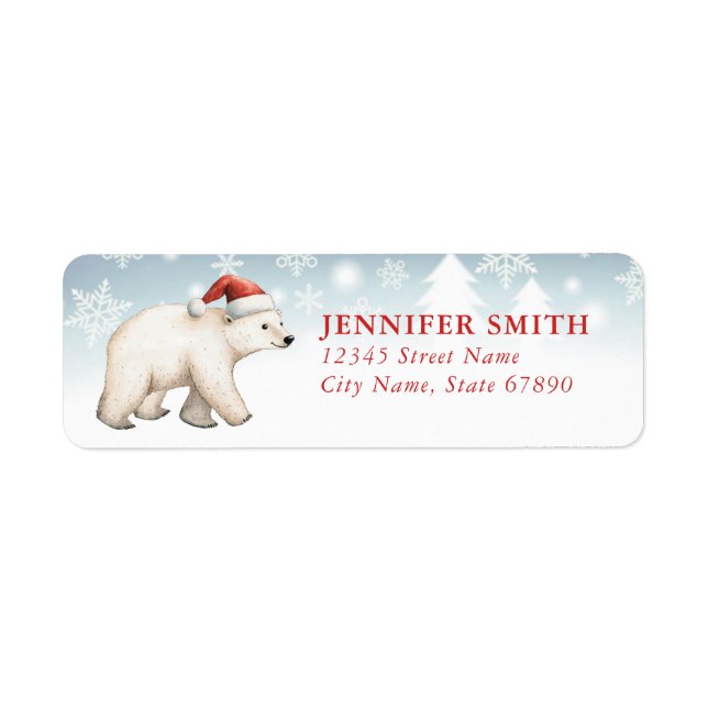 Christmas Polar Bear Return Address Labels (Devant)