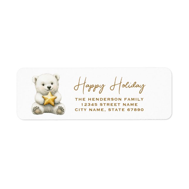 Christmas Polar Bear Return Address Labels (Front)