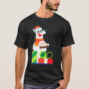 Christmas Polar Bear With Christmas Hat Cake T-Shirt