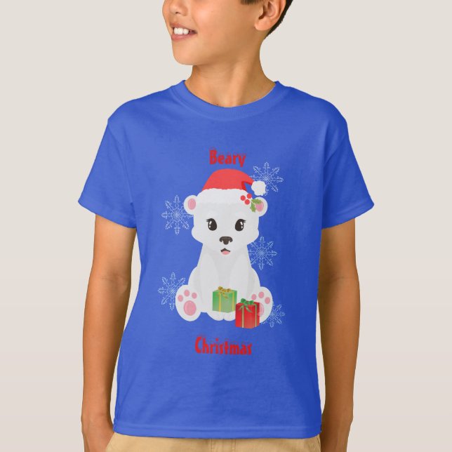 Christmas Polar Bear with Gifts T-Shirt (Front)