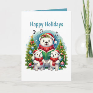 Christmas polar bears add message Happy Holidays Holiday Card